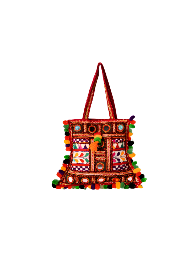 The Kutch Dream Bag : Mirror Work & Pom Poms Bag