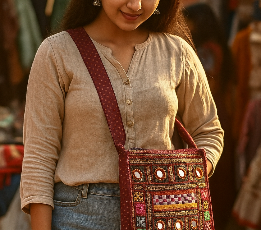 Traditional Kutchi Handcrafted Square Sling Bag