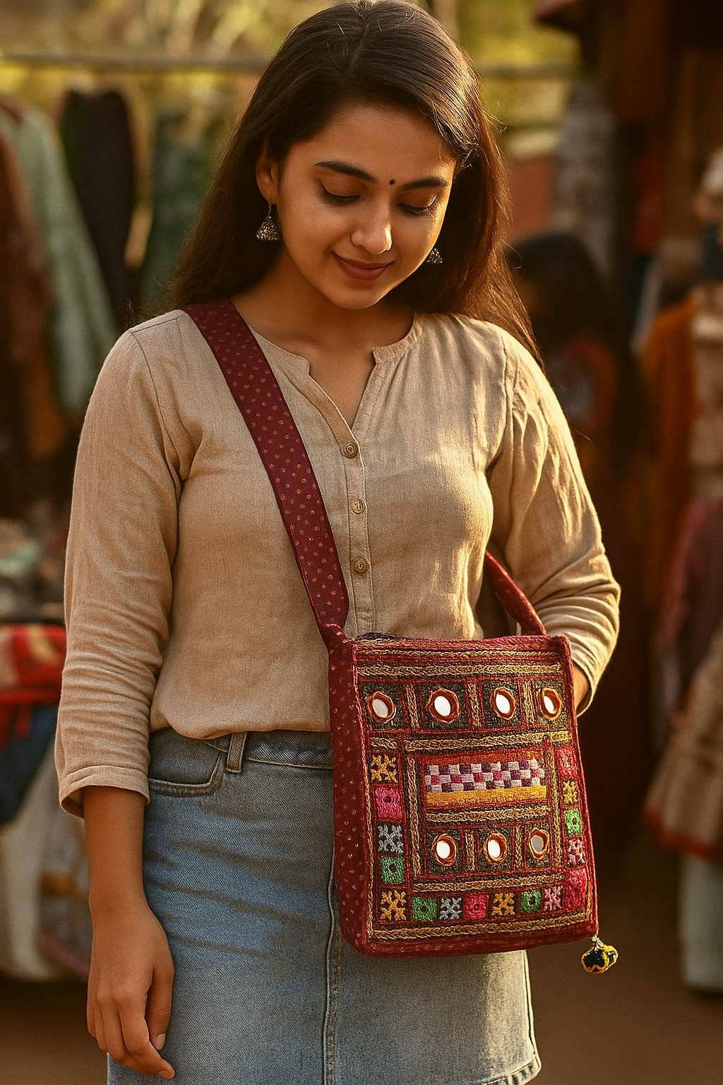 Traditional Kutchi Handcrafted Square Sling Bag