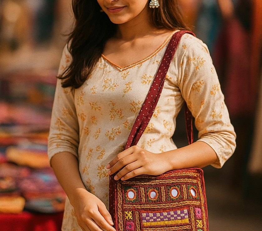 Traditional Kutchi Handcrafted Square Sling Bag