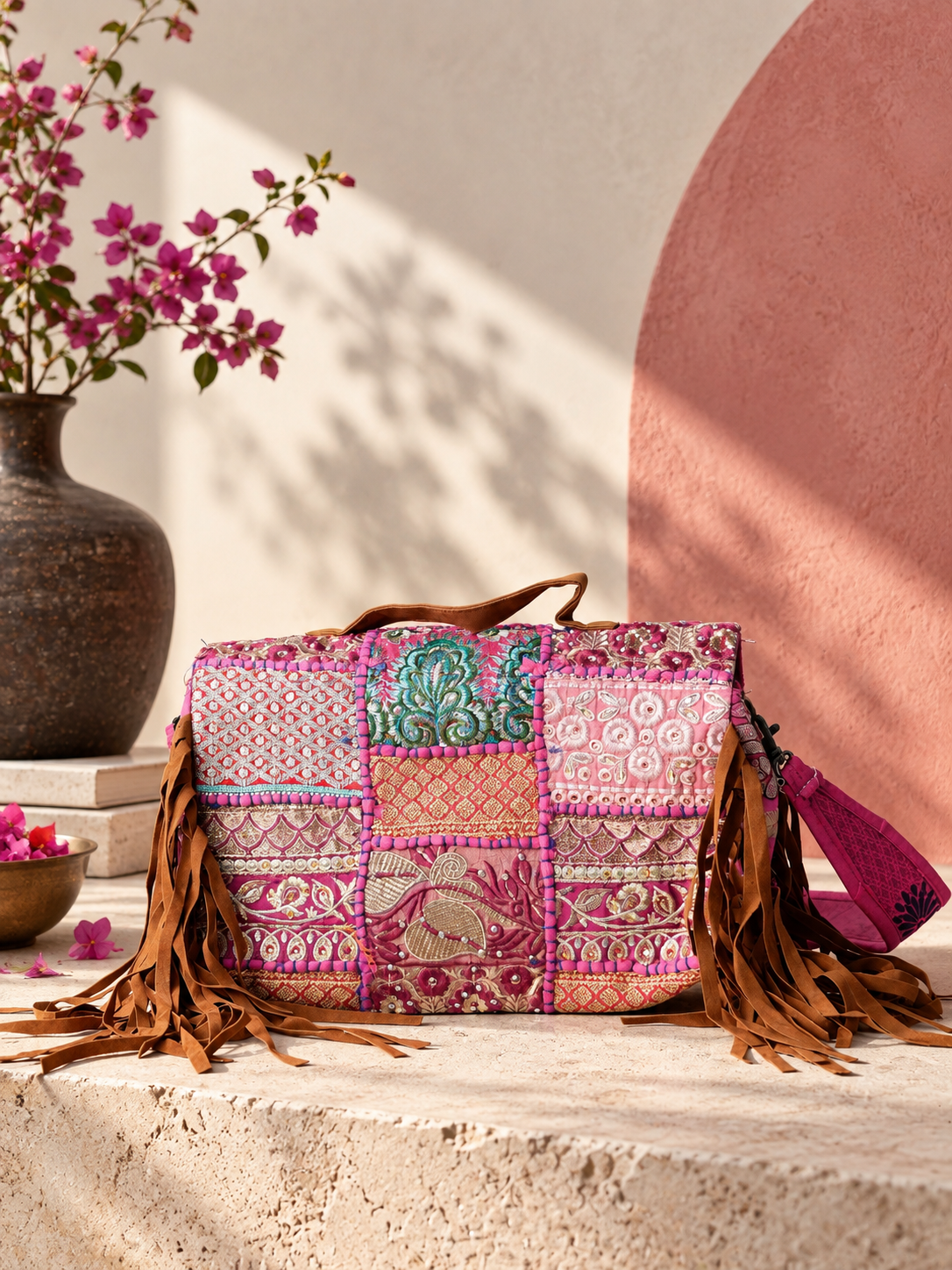 Handcrafted Banjara Patchwork Sling Bag”.