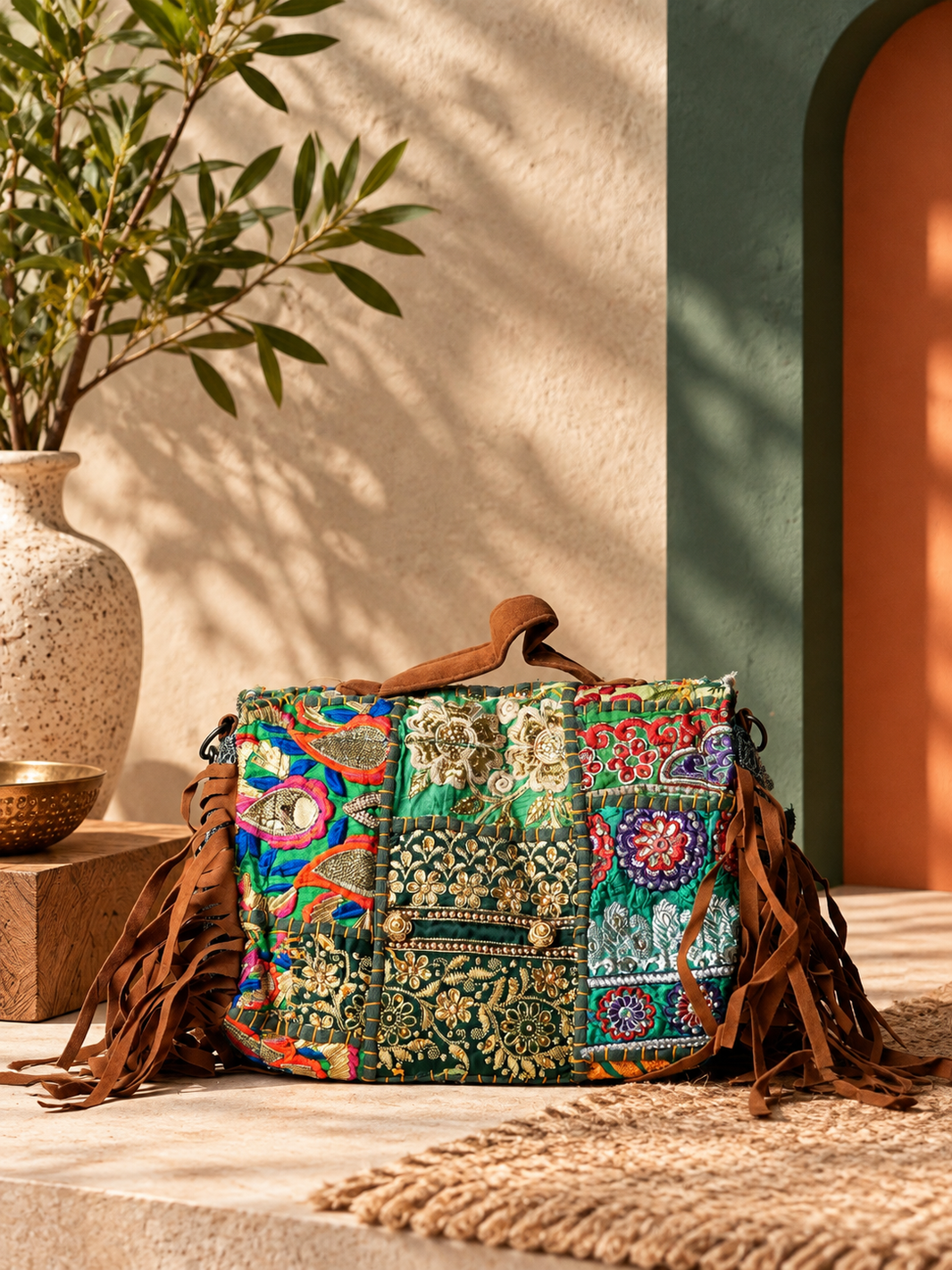 Handcrafted Vintage Kutchi Patchwork Tote Bag