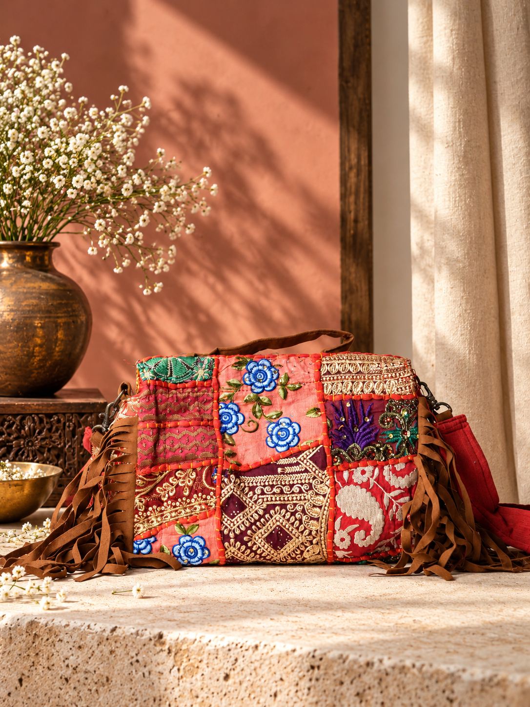 Handcrafted Vintage Kutchi Patchwork Tote Bag