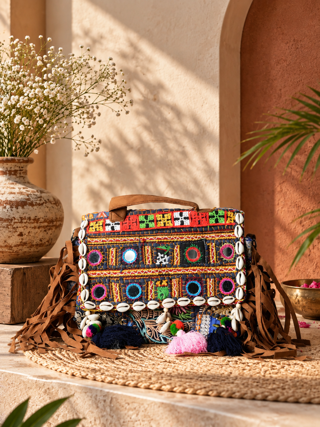 Handcrafted Vintage Kutchi Patchwork Tote Bag