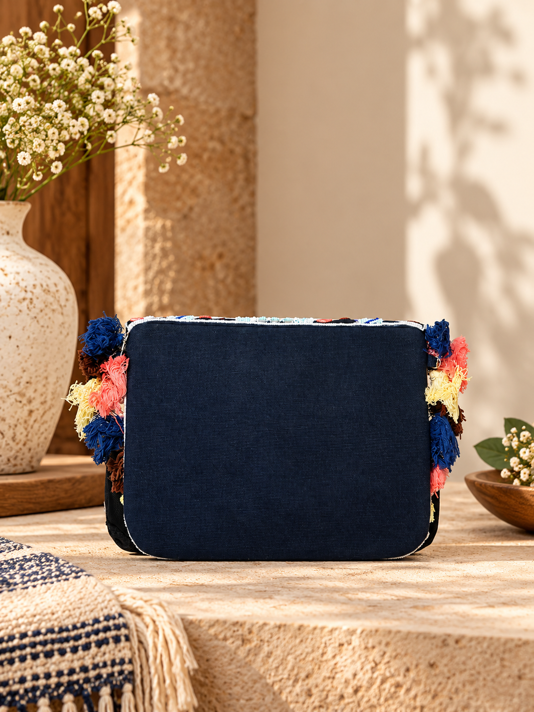 Handcrafted Kutch Mirror Work & Multicolour Tassel Sling Bag – The Rangrez