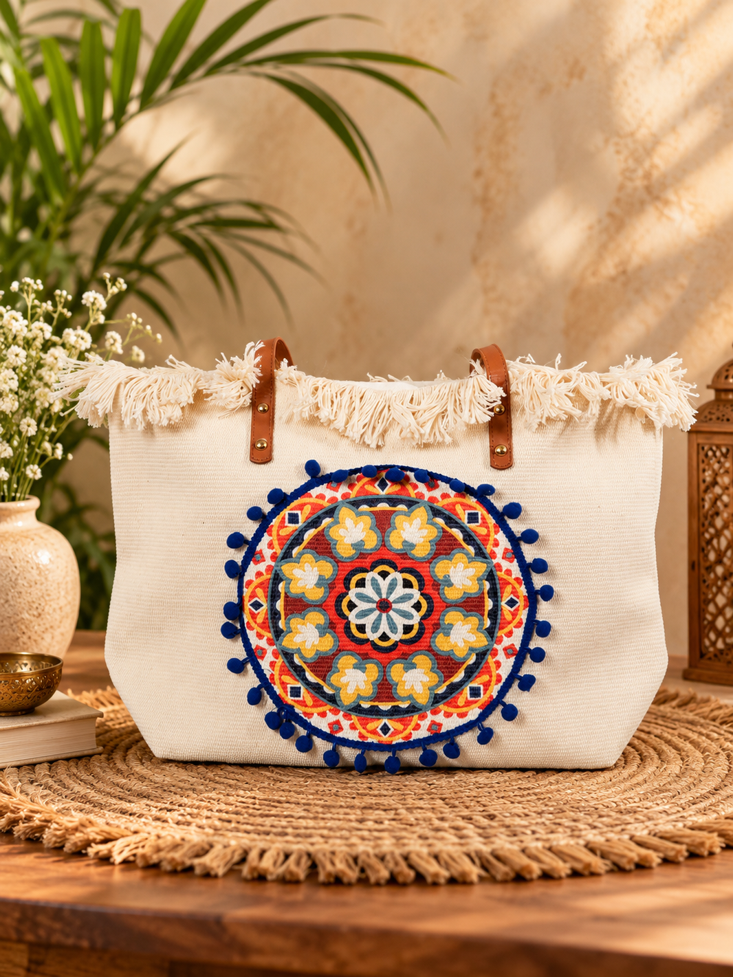Handcrafted Bohemian Mandala Embroidered Tote Bag – The Mandara