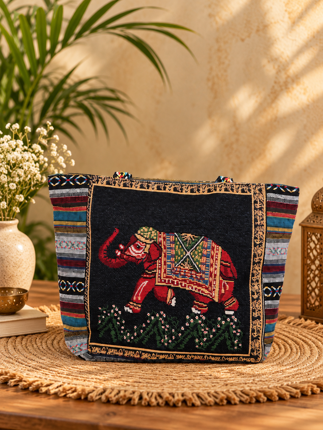 Handcrafted Kutch Elephant Embroidered Tote Bag – The Gajraj