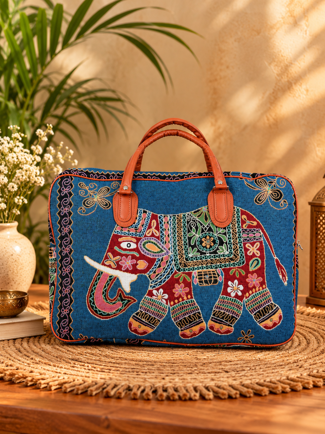 Handcrafted Kutch Elephant Embroidered Laptop Bag – The Maharaja
