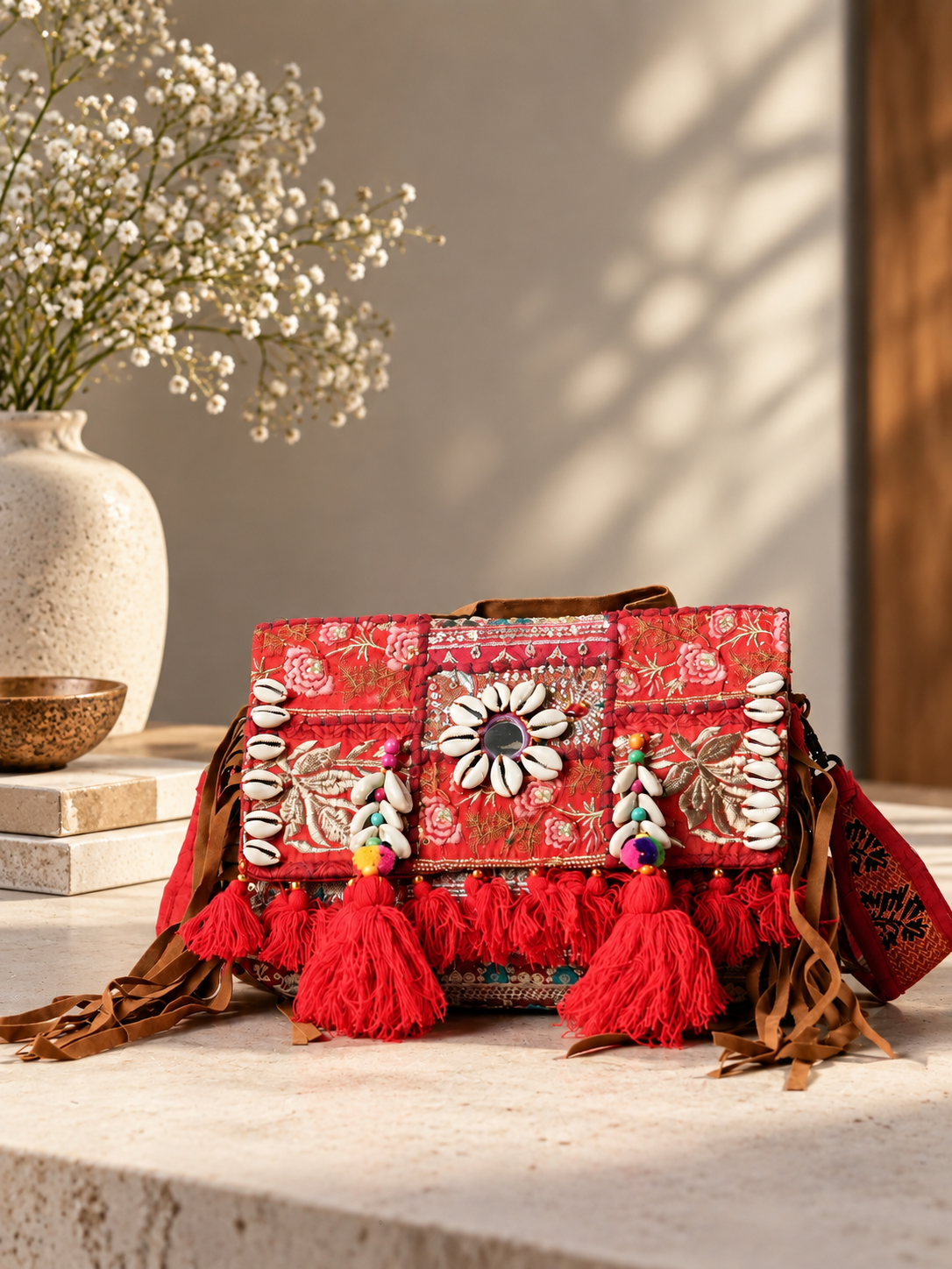 Handcrafted Banjara Patchwork Sling Bag”.
