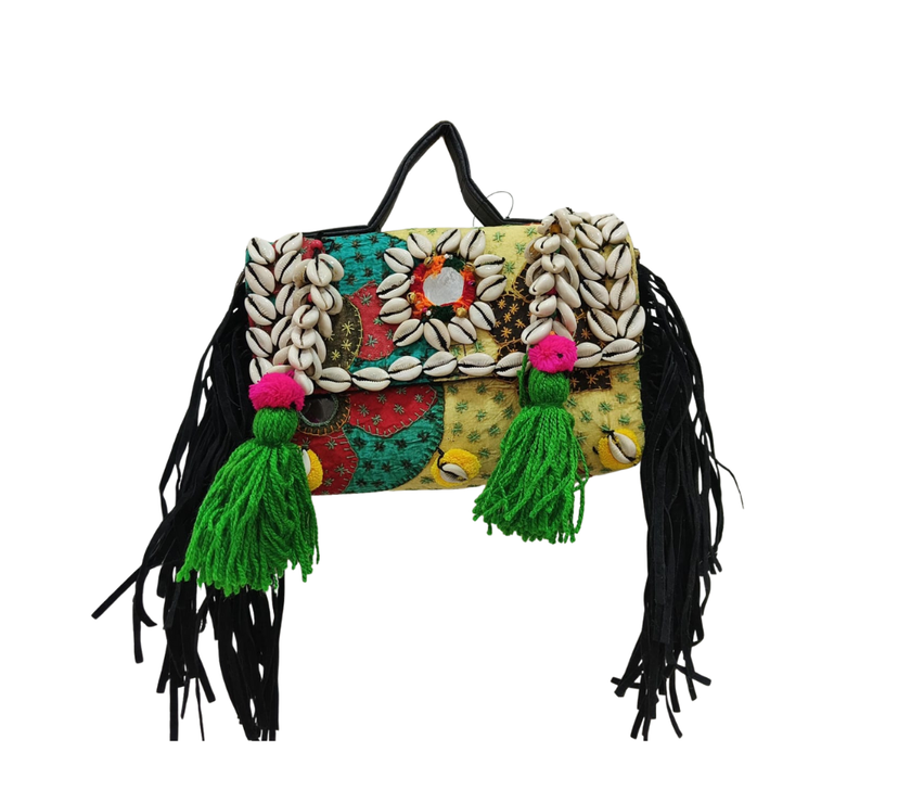 Cowrie Shell and Tassel Fringe Boho Bag