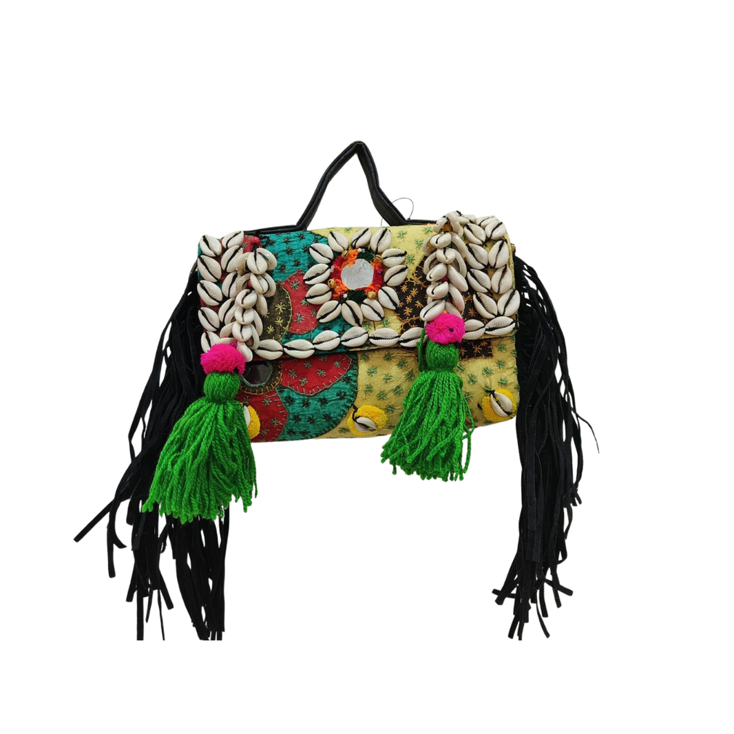 Handcrafted Cowrie Shell Boho Statement Bag for Women | Kutch Artisan Handbag