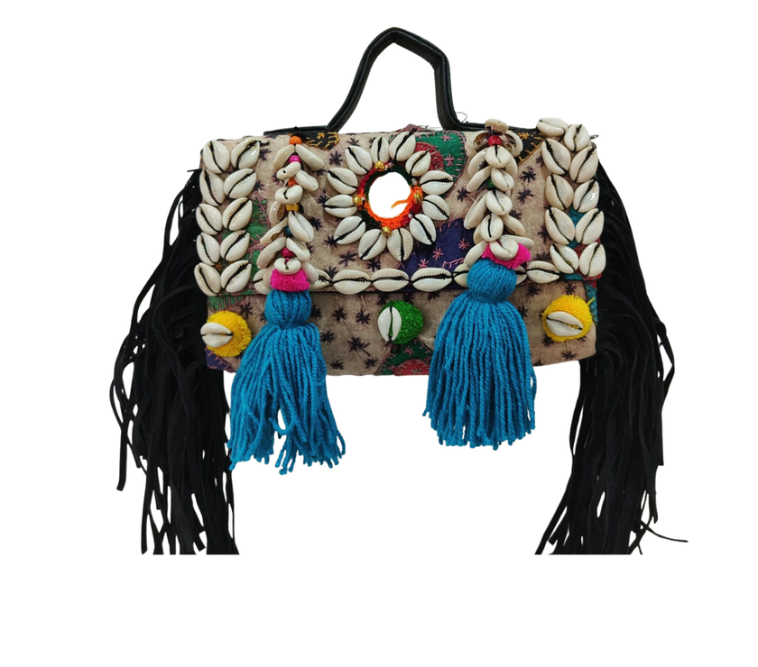 Cowrie Shell and Tassel Fringe Boho Bag