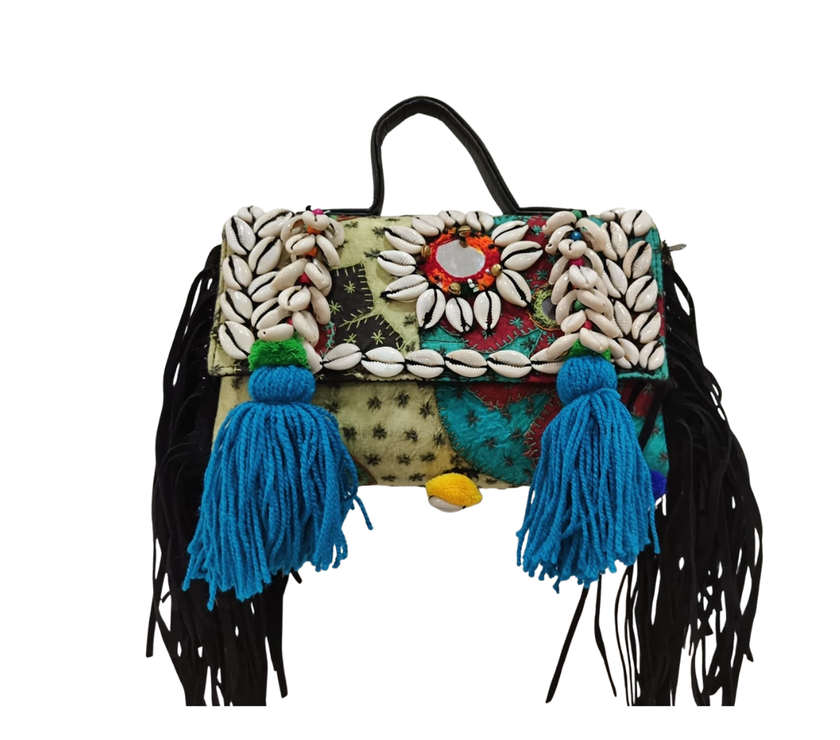 Cowrie Shell and Tassel Fringe Boho Bag