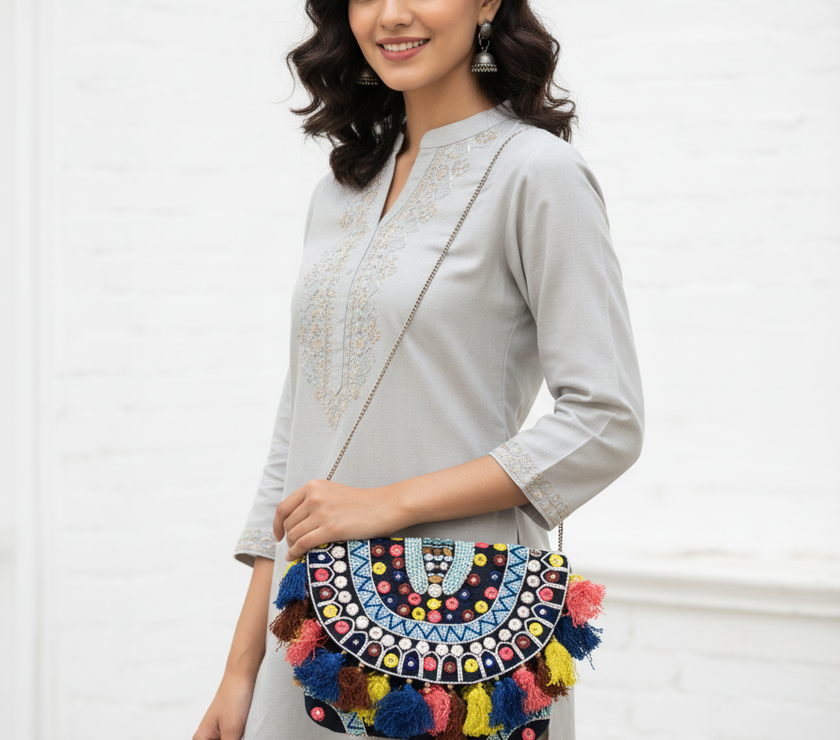 Handcrafted Bohemian Embellished Sling Bag