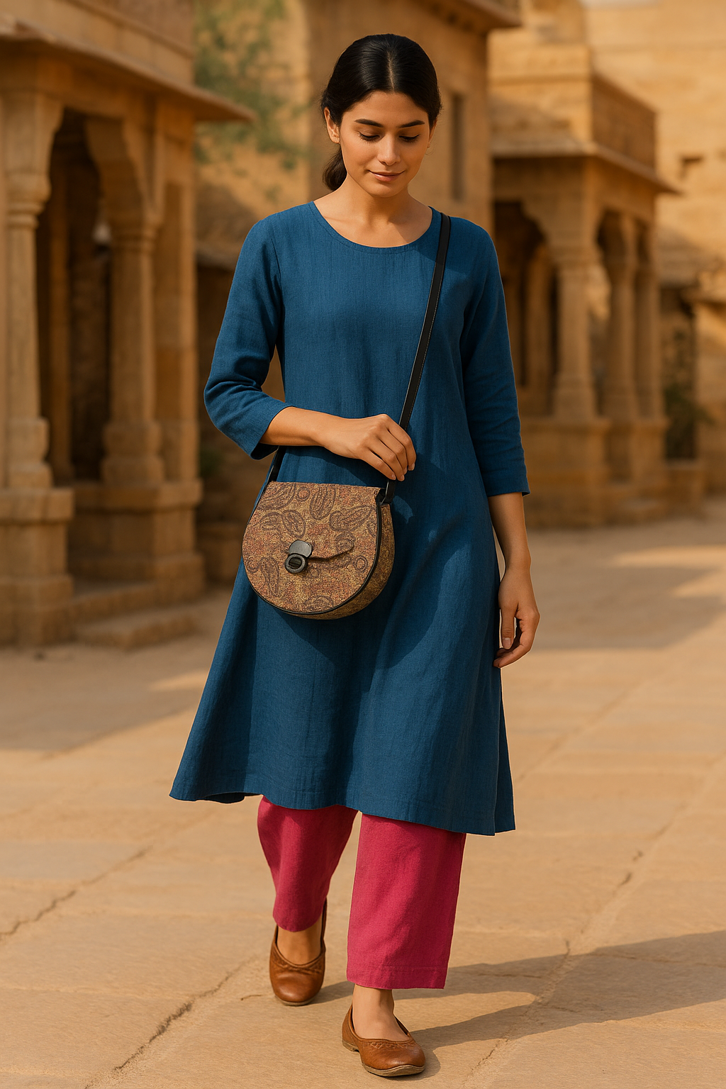 Earthbound Elegance: The Desert Bloom Sling - Heritage Haat
