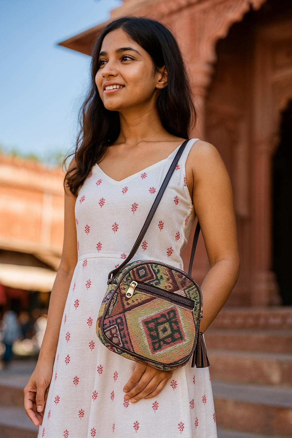 The Heritage Charm Mini Sling – Kutch Motif Edition - Heritage Haat