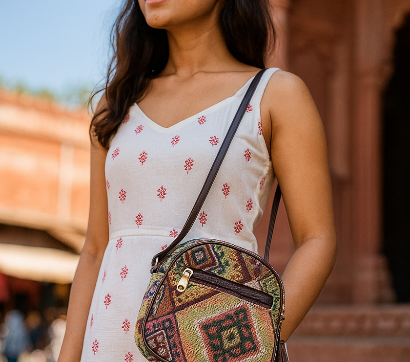 The Heritage Charm Mini Sling – Kutch Motif Edition