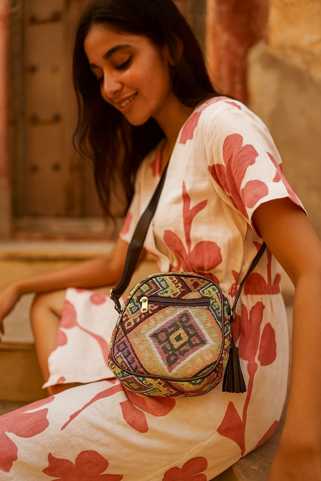 The Heritage Charm Mini Sling – Kutch Motif Edition - Heritage Haat