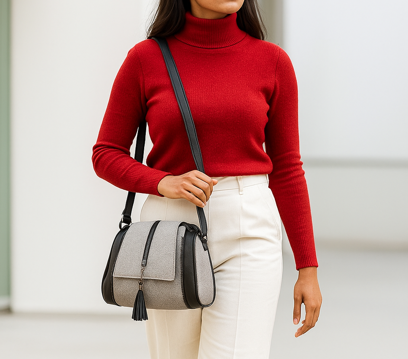 Boardroom to Brunch: Textured Sling in Grey & Black