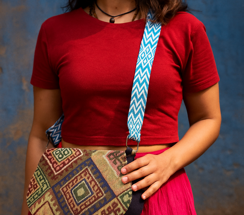 Boho Tribal Charm – Kutchi D-Shape Sling Bag