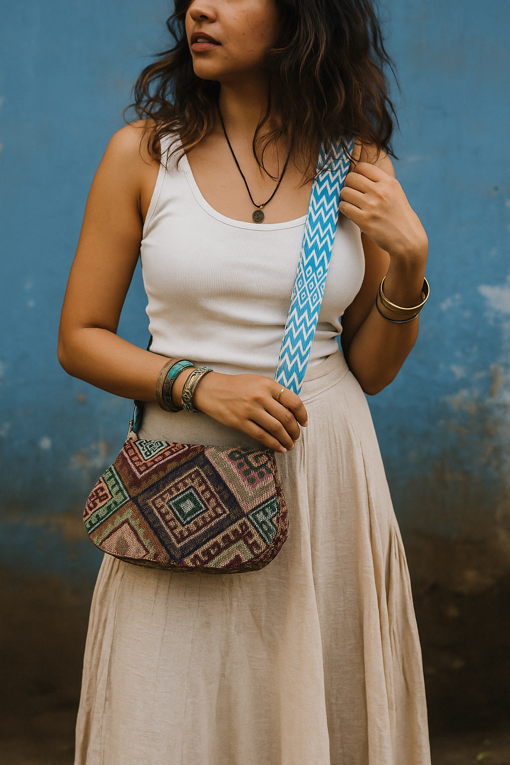 Boho Tribal Charm – Kutchi D-Shape Sling Bag - Heritage Haat