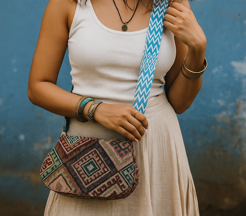 Boho Tribal Charm – Kutchi D-Shape Sling Bag