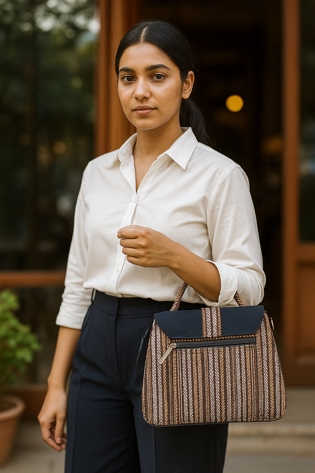 Handwoven Office Luxe Structured Tote Bag - Heritage Haat