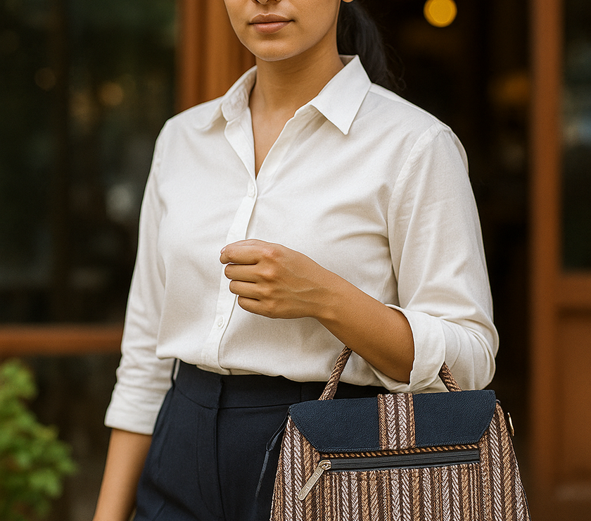Handwoven Office Luxe Structured Tote Bag