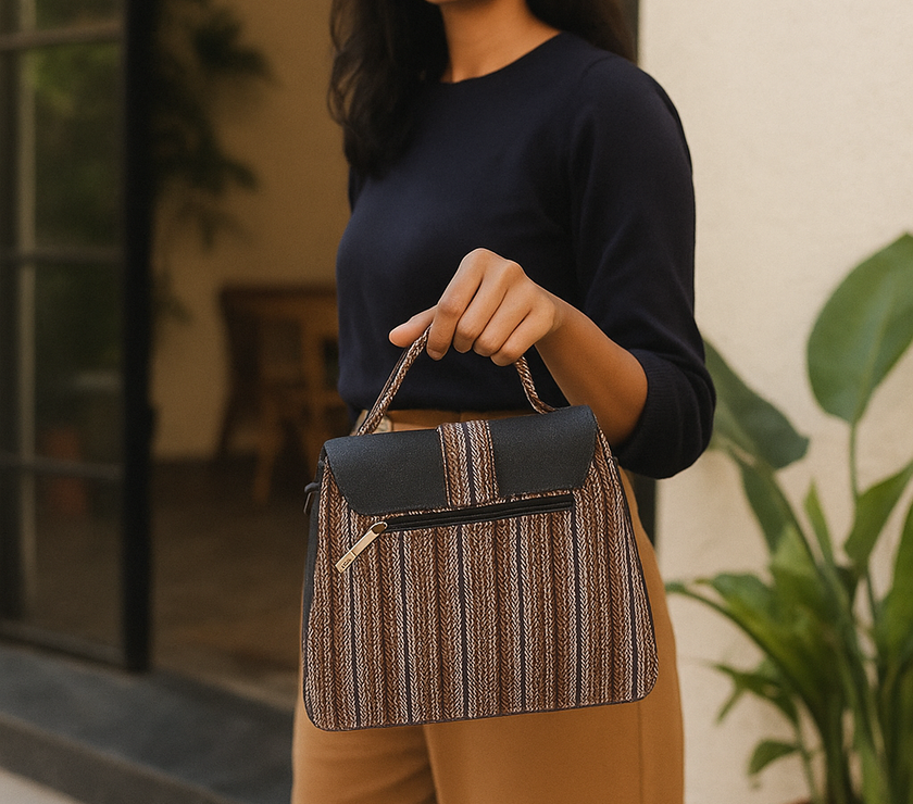 Handwoven Office Luxe Structured Tote Bag