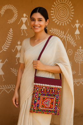 Grace in Every Thread: The Kutchi Heart Sling - Heritage Haat