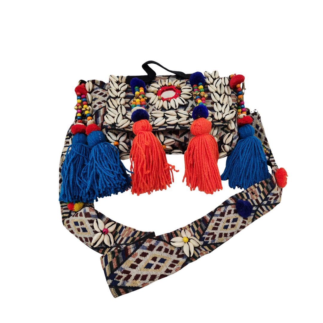 Handcrafted Cowrie Shell Tassel Sling Bag - Heritage Haat