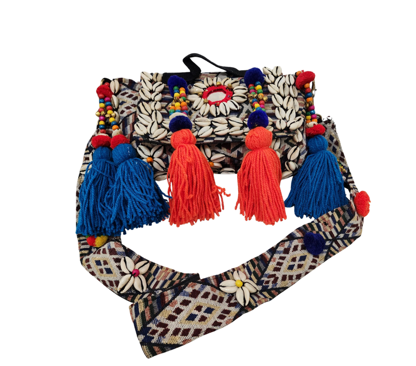 Handcrafted Cowrie Shell Tassel Sling Bag