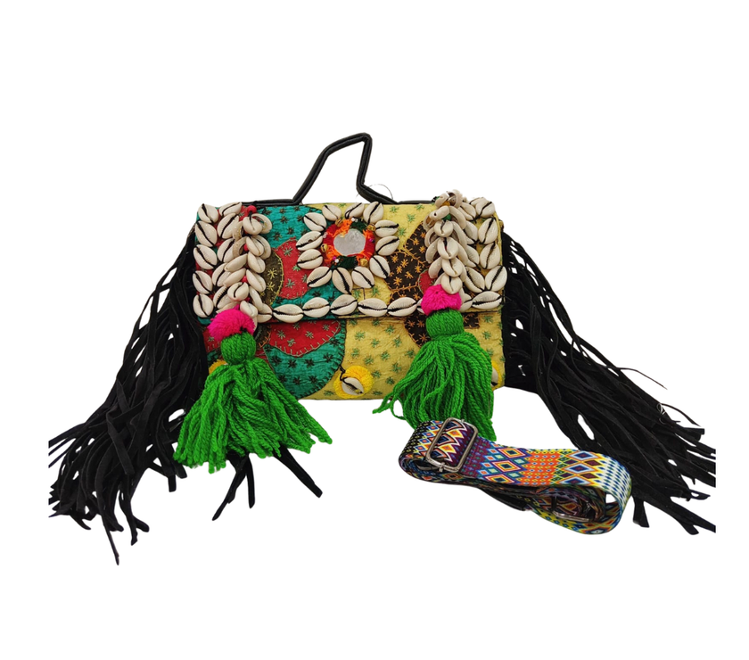 Cowrie Shell and Tassel Fringe Boho Bag