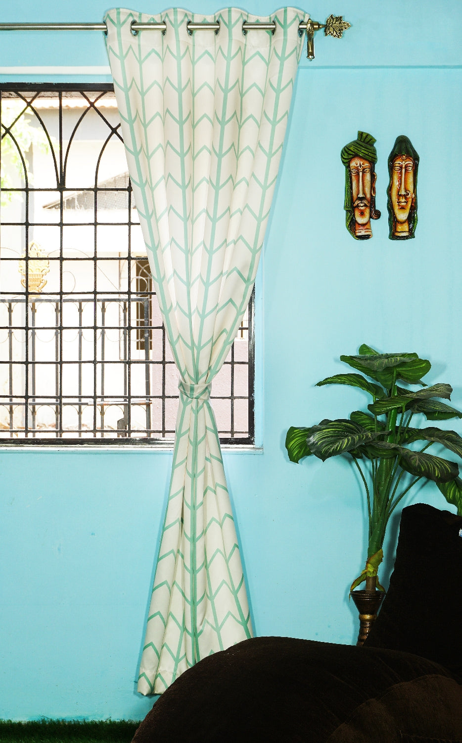 (5 Ft) Printed Fabric Arrow Design Window | Eyelet Window Curtain